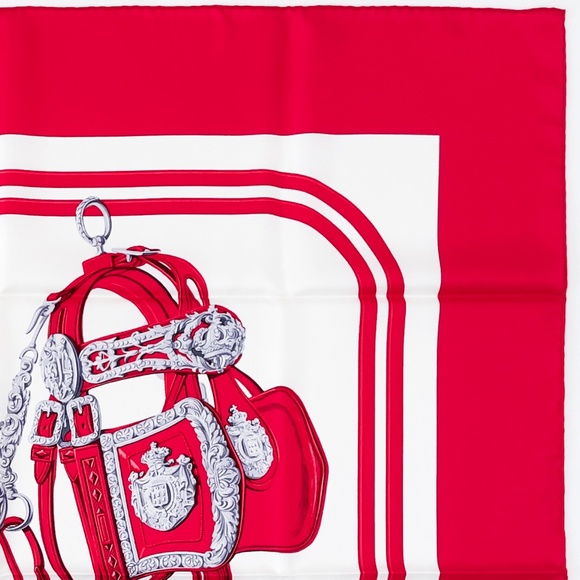 NWT Hermes Scarf "Brides de Gala" in Red/White - Picture 7 of 9
